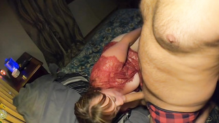 Provocative doll is dressed in lacy underwear while getting romped, in the middle of the night