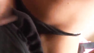 Bare female polishing on his wood and jacking him