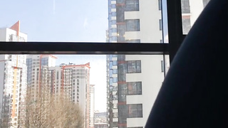 Hooded, Russian blond is inhaling a rock firm man-meat in the middle of the day