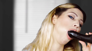 Blue- spotted ash-blonde from a Westworld parody was programmed to blow black fuck-sticks, until they spew out