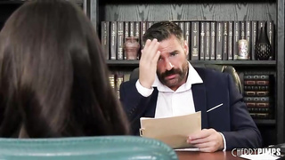 Whorish dark-haired is getting bashed during a job conversation and yelling from gusto while jizzing