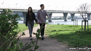 Spunky, teenager dark haired,Regina Rich is getting down on all fours on the floor and deep-throating her greatest buddy's pipe