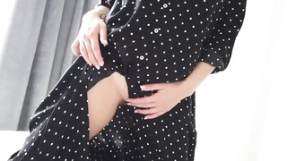 Spectacular chick in a sundress demonstrated flawless all-natural udders and wanks humid puss