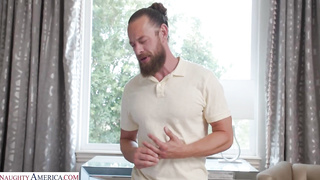 Brazilian brown-haired in glamour underwear is softly deep throating her paramour's pink cigar, in the middle of the day