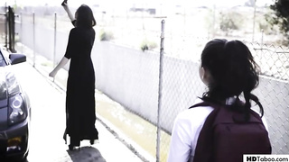 Frolic school damsel is having her very first 3some with a married duo from the vicinity