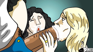 Animation femmes, Mrs Keagan and her whorish buddy can't wait to share a monstrous, black boner