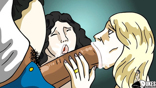 Animation femmes, Mrs Keagan and her whorish buddy can't wait to share a monstrous, black boner