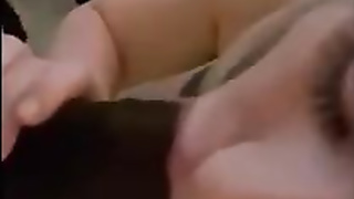 Super-Cute platinum-blonde is throating a ample, black pipe before getting it inwards her from the back