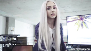 Splendid light-haired with XXL melons is throating her homie's cock and getting tucked from the back