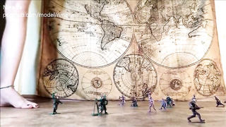 Mischievous nubile brown-haired, Nina is kicking lil' bods with her soles and luving it so much