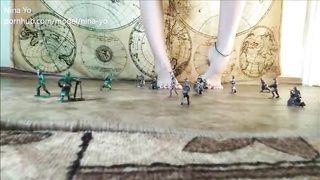 Mischievous nubile brown-haired, Nina is kicking lil' bods with her soles and luving it so much