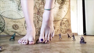 Mischievous nubile brown-haired, Nina is kicking lil' bods with her soles and luving it so much