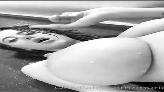 Big-Chested black-haired enjoys to have fun with a fuck stick every time she is alone at home