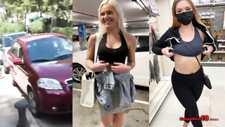 29 shameless chicks Demonstrating their Fun Bags, Donk and Gash in Public