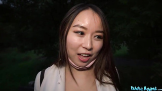 Fascinating, Chinese honey with thick breasts, Yiming is having romp with a stranger, in a public place