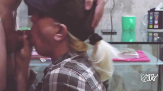 Sex-Positive blondie, Adella Jay is providing a filthy oral to a dude she is in love with