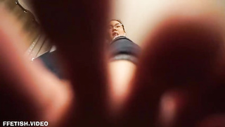 Unexperienced, teenage brown-haired with glasses has sensuous soles and enjoys flashing them on live webcam