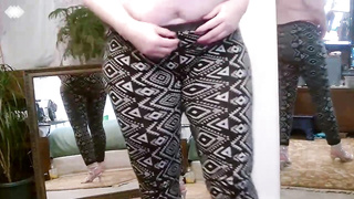 Crimson haired grandmother, Stevens is demonstrating her massive booty in front of the web camera