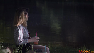 After making out with a dude who isn't her bf, slightly college-aged honey, Milana is getting romped