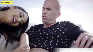 Clean-Shaven stud got a deep oral job from a muddy minded black-haired, before smashing her grubby brains out