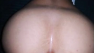 Mischievous unexperienced honey is getting porked from behind, in front of the camera, late at night