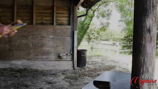 Puny light-haired stunner took off her floral sundress and got down and muddy with a neighbor