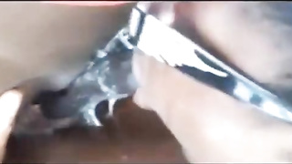 Stunner with glasses is gargling a thick, black knob as deep as she can, just for joy