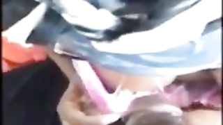 Stunner with glasses is gargling a thick, black knob as deep as she can, just for joy