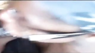 Stunner with glasses is gargling a thick, black knob as deep as she can, just for joy