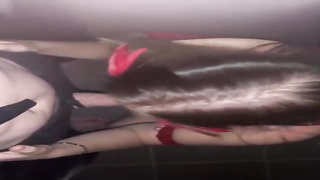 Phat caboose honey is having a geyser while gargling a random boy's fuck-stick and getting nailed