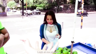 Buxom, Colombian black-haired is railing a rock rock-hard pink cigar after fellating it like a professional