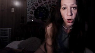First-Timer brown-haired with diminutive, innate boobies is jacking with a faux-cock in front of the web camera