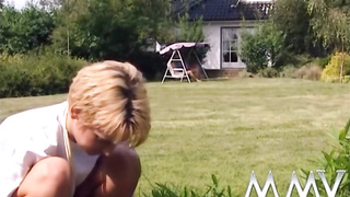 Big-Boobed blondie dame is porking one of the neighbors, while her spouse is out of town