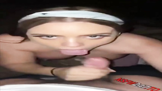 Scorching, inexperienced dark-haired is gargling jizz-shotgun in the middle of the night, in the mountain