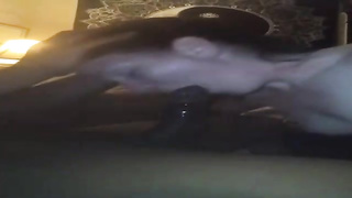 Sex-Positive, Caucasian dark-haired is inhaling a phat, black jizz-shotgun in the middle of the night