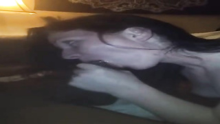 Sex-Positive, Caucasian dark-haired is inhaling a phat, black jizz-shotgun in the middle of the night