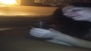 Sex-Positive, Caucasian dark-haired is inhaling a phat, black jizz-shotgun in the middle of the night