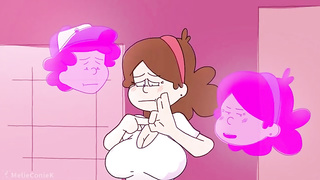 Toon brown-haired is getting beaten from the back and attempting not to wail while jizzing