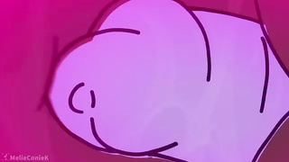 Toon brown-haired is getting beaten from the back and attempting not to wail while jizzing