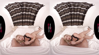 Ravishing towheaded is getting on all fours on the floor and deep-throating her neighbor's stiff wood, like a professional