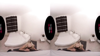 Ravishing towheaded is getting on all fours on the floor and deep-throating her neighbor's stiff wood, like a professional