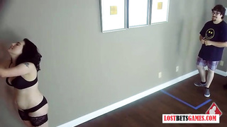 Uber-Cute black-haired in glamour, black undergarments is providing oral jobs to homies, just for the joy of it