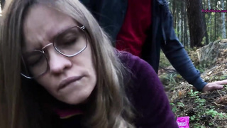 Deepthroated a Stranger in the Forest to Help Her - Public Orgy