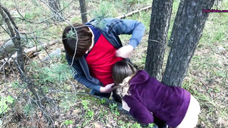 Deepthroated a Stranger in the Forest to Help Her - Public Orgy