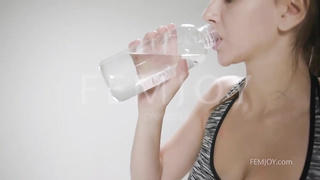 Fit black-haired is doing her yoga routine while bare, because it thrills her a plenty of