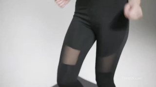 Fit black-haired is doing her yoga routine while bare, because it thrills her a plenty of