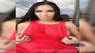 Beautiful black-haired with a humungous, lush rump, Audrey had hookup with a black man, on the balcony