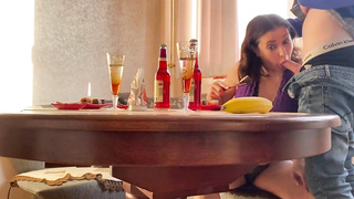 This sushi delivery guy has never seen anything like this at work - Alina Tumanova before oral job in translucent undergarments