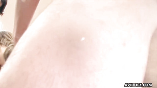 Chinese honey is blowing 2 puny knobs to make them fatter, before she gets plumbed