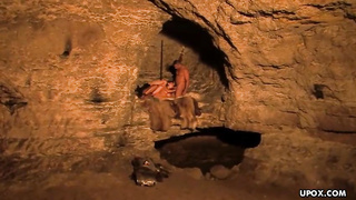 Big-Boobed stunner is inhaling a rock rock-hard meat stick while having ass fucking romp, late at night